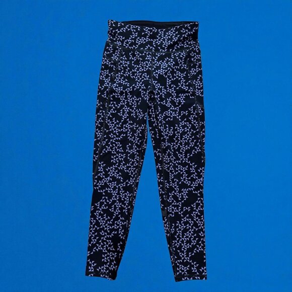 SWEATY BETTY Zero Gravity Blue Triangle Print 7/8 Length Leggings Size XS NEW - Picture 1 of 7